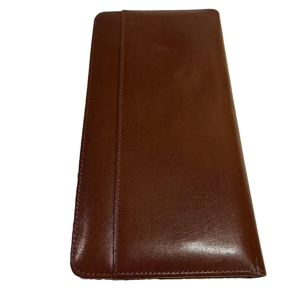 Barrington Brown Leather ID Passport Travel Wallet Pen Ticket Organizer Bifold